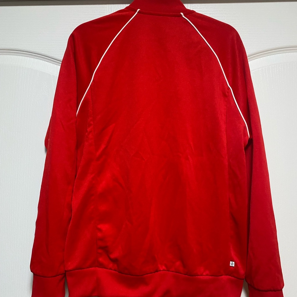 Vntg 80s Adidas Trefoil 3 Stripe Track Jacket Men's Red White Size L - Picture 5 of 9